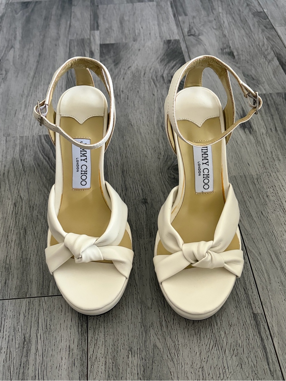 Jimmy Choo Women's Ivory Bridal Rosie 120 Leather Sandals Shoes Size 38 EU - Picture 2 of 11